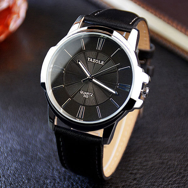 YAZOLE Luxury Quartz Watch – Men's Business Wristwatch with Leather Strap