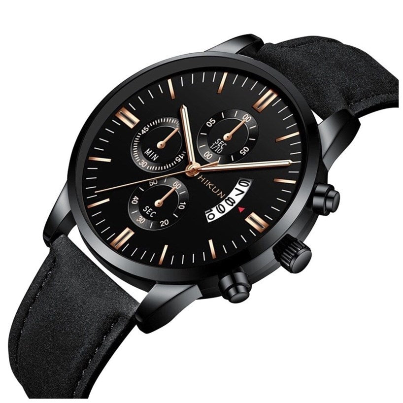 Men's Slim Quartz Watch – Solar-Powered Casual Wristwatch
