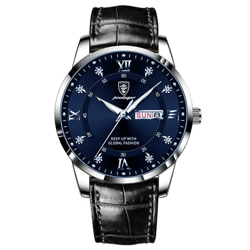 Men's Ultra-Thin Quartz Watch – Sapphire Crystal Glass & Leather Strap
