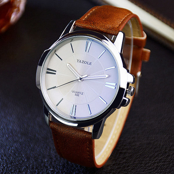 YAZOLE Luxury Quartz Watch – Men's Business Wristwatch with Leather Strap