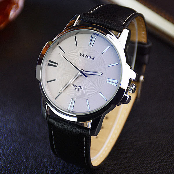 YAZOLE Luxury Quartz Watch – Men's Business Wristwatch with Leather Strap