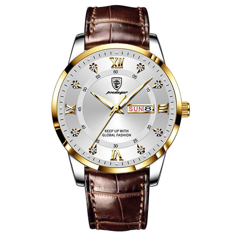 Men's Ultra-Thin Quartz Watch – Sapphire Crystal Glass & Leather Strap