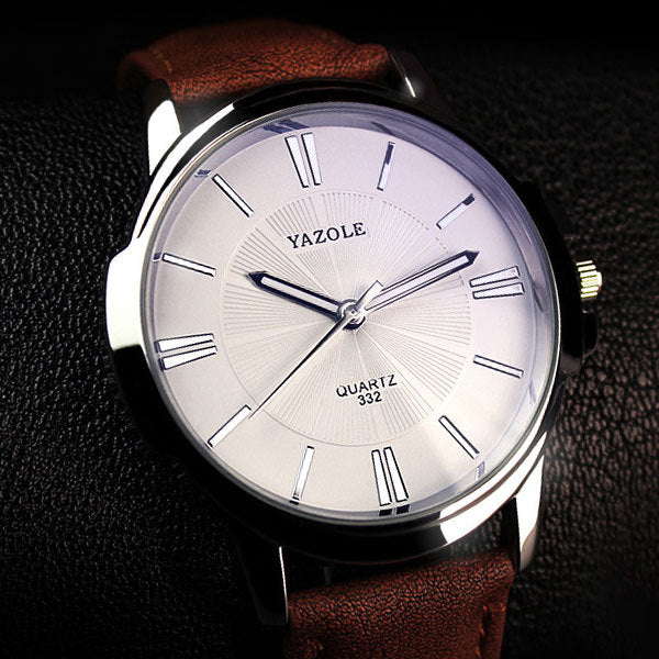YAZOLE Luxury Quartz Watch – Men's Business Wristwatch with Leather Strap