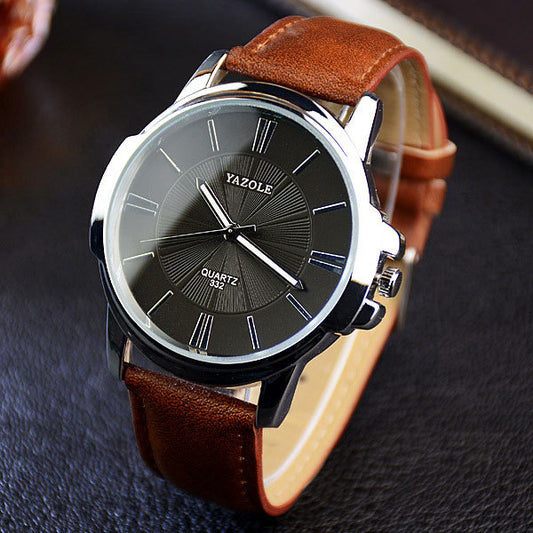 YAZOLE Luxury Quartz Watch – Men's Business Wristwatch with Leather Strap