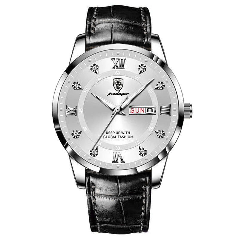 Men's Ultra-Thin Quartz Watch – Sapphire Crystal Glass & Leather Strap