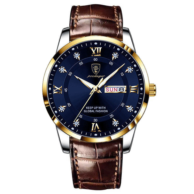 Men's Ultra-Thin Quartz Watch – Sapphire Crystal Glass & Leather Strap